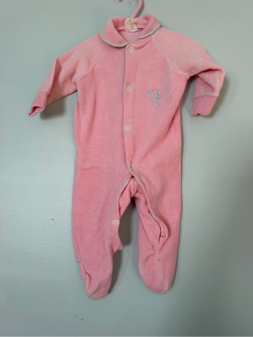 Vintage 80s Pink Baby One-Piece Footed Sleeper